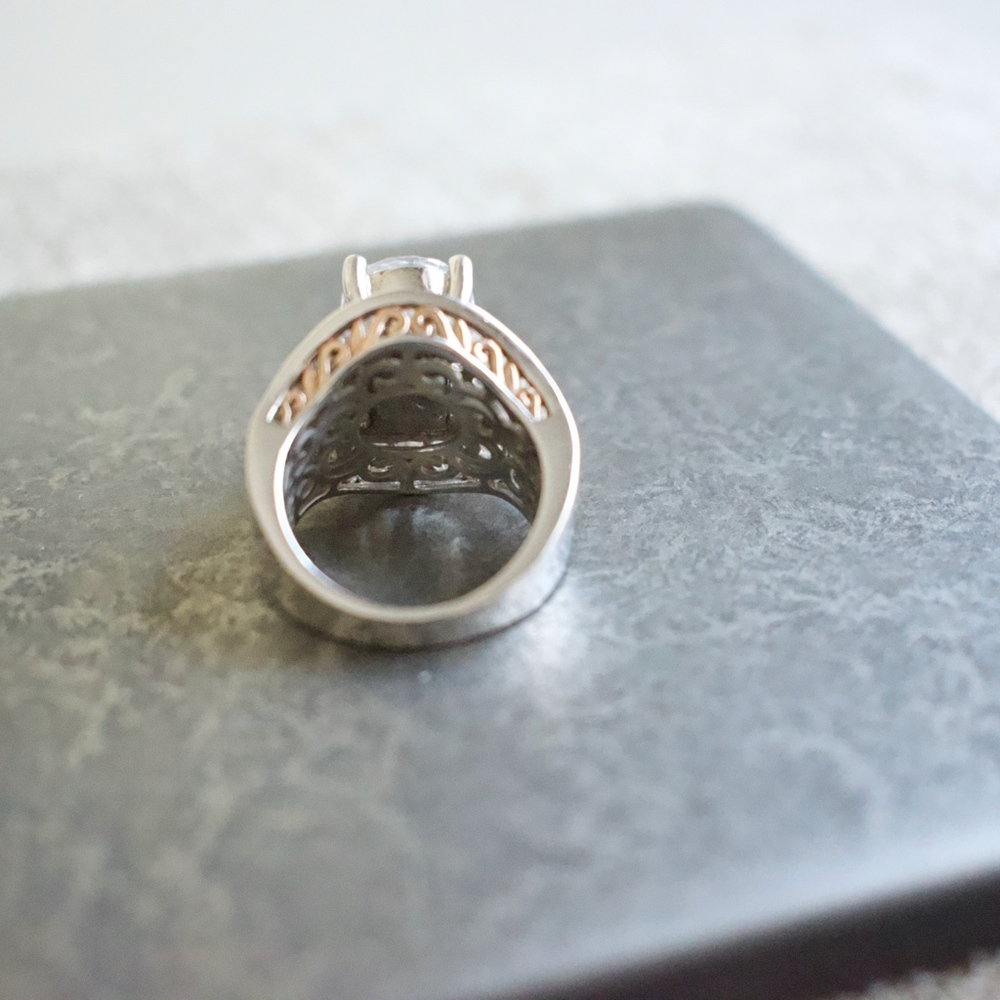 White Diamond Simulant Statement Ring - image 4